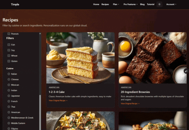 Search & Discover Recipes demonstration